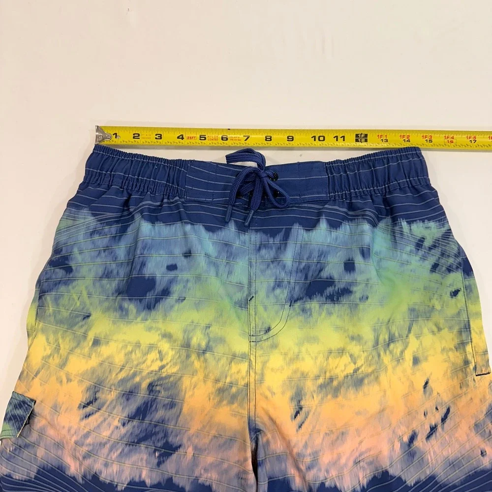 U.S. Apparel Tie Dye Sunset Swim Trunks Mens Size Medium Blue Yellow | Surf core